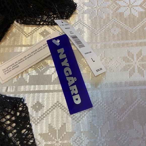 Peter Nygard Vest Women’s Size Large Lace Crochet Loose Fit Open Front Black - Picture 6 of 8